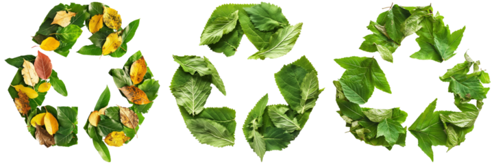 Symbol of Environmental Conservation With Recycling Arrows Made from Diverse Natural Leaves and Foliage