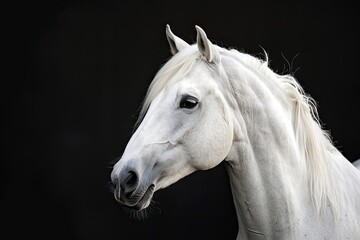 Naklejka premium Portrait of a regal horse on a black background 