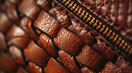 Obraz premium Close-up of a designer handbag with detailed stitching and luxurious leather textures