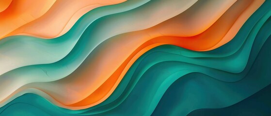 Vivid waves of orange, green, and blue blend seamlessly in this abstract gradient background. Perfect for modern design and digital projects.