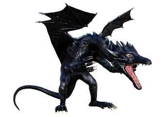 3D Rendering Fairy Tale Dragon on White