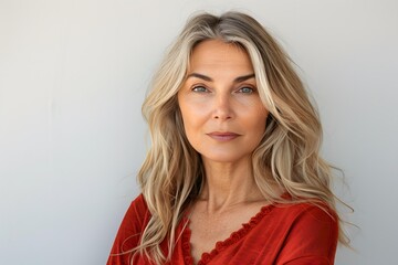 Naklejka premium portrait of a middle aged woman with long blond hair