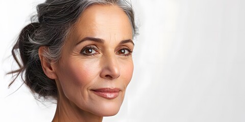 Fototapeta premium Close Up Portrait of a Woman with Gray Hair