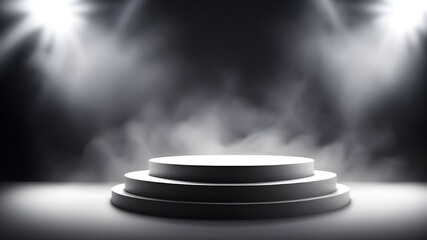 Fototapeta premium silver podium smoke spotlight stage 