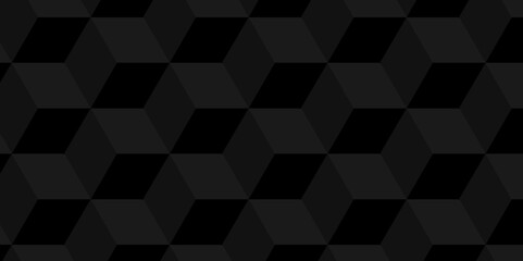 Obraz premium Vector of cube geometric pattern grid backdrop triangle background. Abstract cube geometric tile and mosaic wall or grid backdrop hexagon technology. black or gray geometric block cube structure.