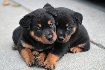 Obraz premium Rottweiler puppies, cute and adorable.