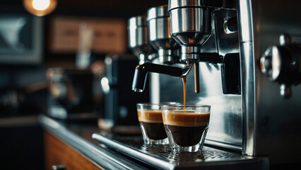 espresso machine pouring espresso 5