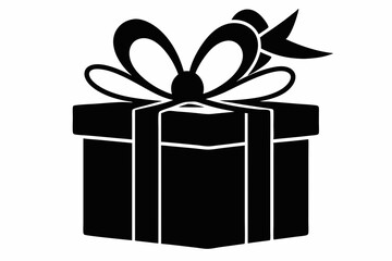 
Gift box icon Silhouette vector illustration, christmas gift box with ribbon
