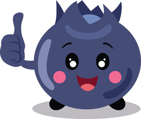 Funny blueberry character mascot okay