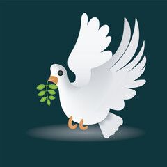 Dove vector emoji illustration isolated on white background. 3d illustration. 