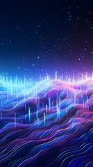 Fototapeta premium Digital purple and blue data graphic poster background