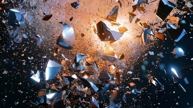 broken glass scene, exploding time