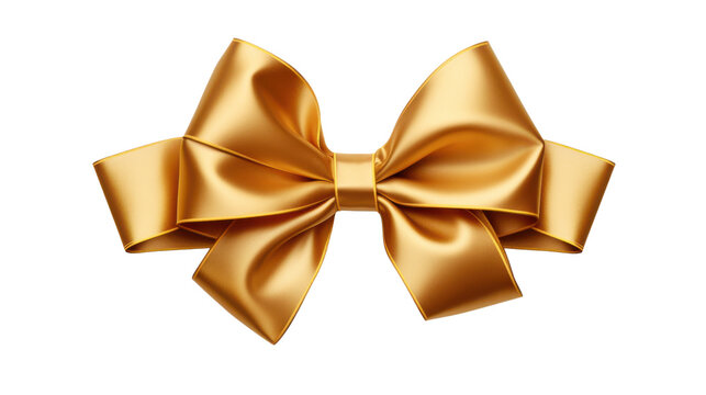 Gold bow ribbin isolated on transparent background Png