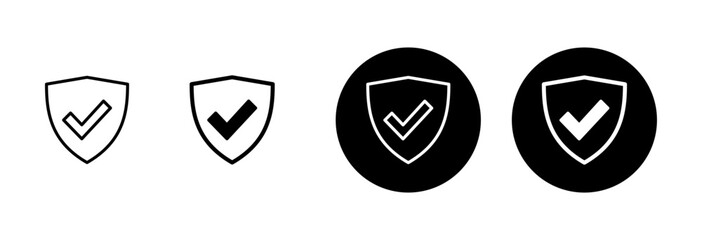 Shield check mark icon vector isolated on white background. Protection approve sign. Safe icon vector