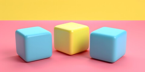 Obraz premium Abstract Minimalist 3D Cubes on Colored Background