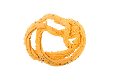 Murukku or murukulu crunchy deep fried traditional Indian snack. Isolated in transparent background commercial stock photo PNG file.