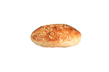 A sesame buscuit 90 degree side view isolated on transparent background. Best food commercial stock photo. PNG files.