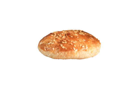 A sesame buscuit 90 degree side view isolated on transparent background. Best food commercial stock photo. PNG files.