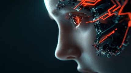 Fototapeta premium Digital Guardian: Futuristic AI for Cyberpunk Security and Risk Mitigation