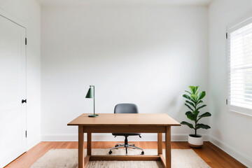 Fototapeta premium Simplicity at Its Best: White-Walled Home Office