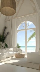 White Interior Design With Ocean View