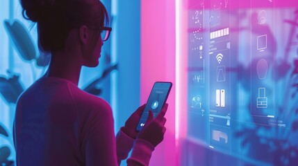 TechSavvy Home Person Comparing Devices Exploring Smart Home News on Smartphone
