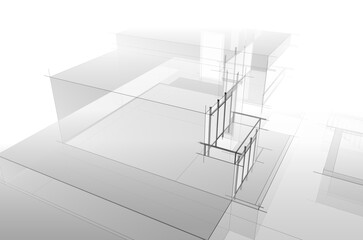 architectural sketch of a house