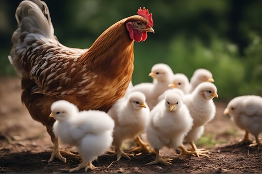 babies chicken closeup macro agriculture animal baby beak bird candid care chick children confidence down family farm feather female fluff fluffy grass green group grow guarding harmony hen lawn love