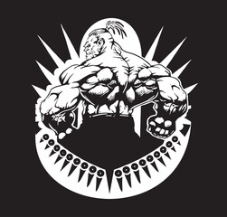 Heaviest Bodybuilder Weight Lifter Backside Back in Logo Style Clipart White on Black Background Art Vector for T-shirts and Wall Decal Workout Athletic Gym Muscle Fitness Beast Barbell Healthy Wall