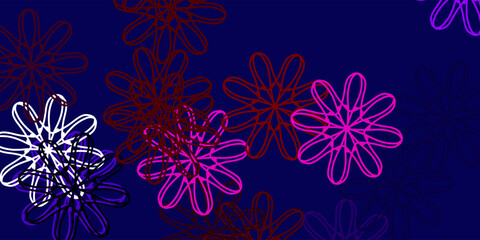 Light Blue, Red vector doodle template with flowers.