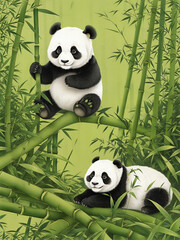 panda in bamboo