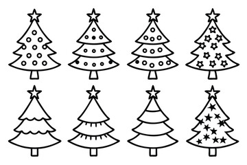 Christmas Tree Line Art Festive Holiday Season Simple Illustration