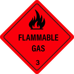 Flammable gas sign. Hazardous material sign.