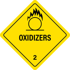 Oxidizers sign sign. Hazardous material sign.