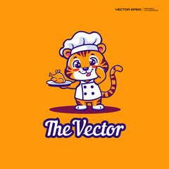 Fototapeta premium Chef's tiger vector, logo, character, cartoon, illustration, eps10