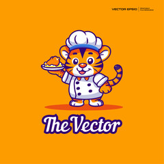 Fototapeta premium Chef's tiger vector, logo, character, cartoon, illustration, eps10