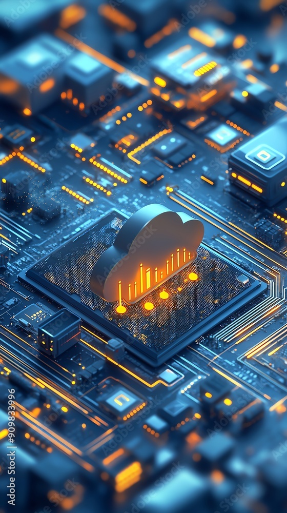 Aufkleber Cloud Computing Data Center.