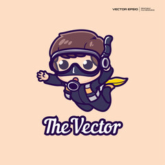 Diving boy vector, logo, character, cartoon, illustration, eps10