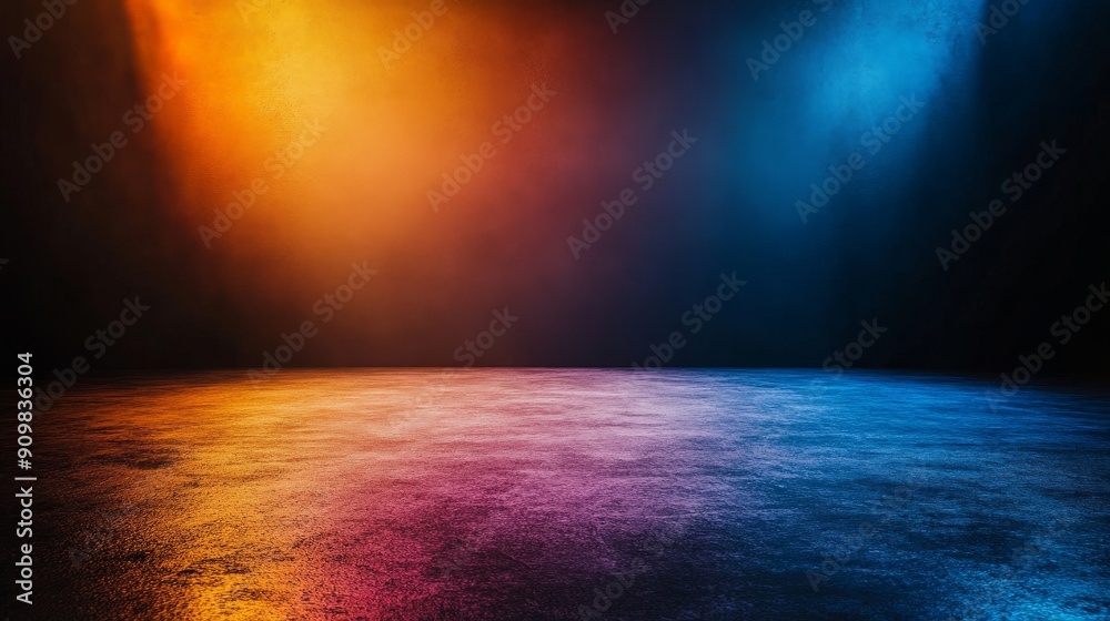Poster background of an empty studio room on a dark background. abstract texture of an empty studio room on