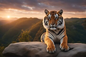 rock sky beautiful looking tiger sunset something tigress africa anger angry animal asia asian background beauty bengal carnivore cat close closeup colours danger expression eye face felino france