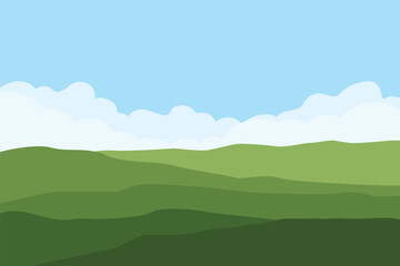 green fields against blue sky- vector illustration