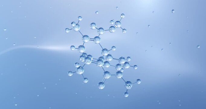 Nifedipine rotating molecular structure, 3d model of molecule, adalat, looped video