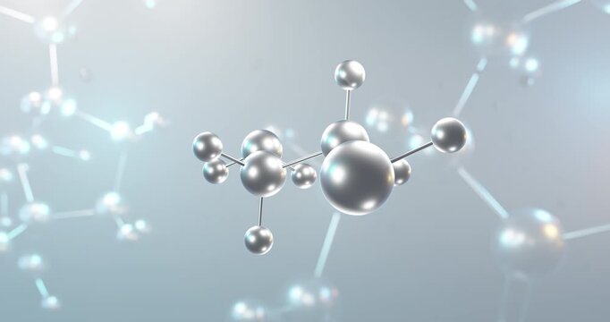 Cysteamine rotating 3d molecule, molecular structure of organosulfur compound, seamless video