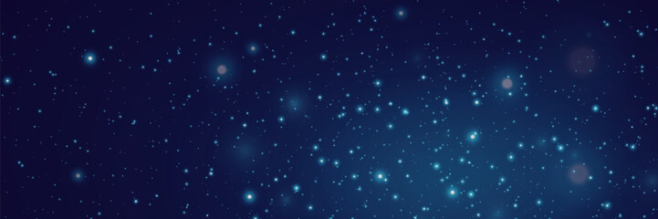 Night starry sky. Spark in the galaxy, distant constellations and star lights.  Magic star background.