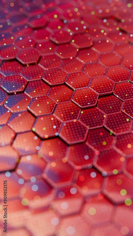 Aufkleber Abstract Hexagonal Grid with Colorful Light Reflections