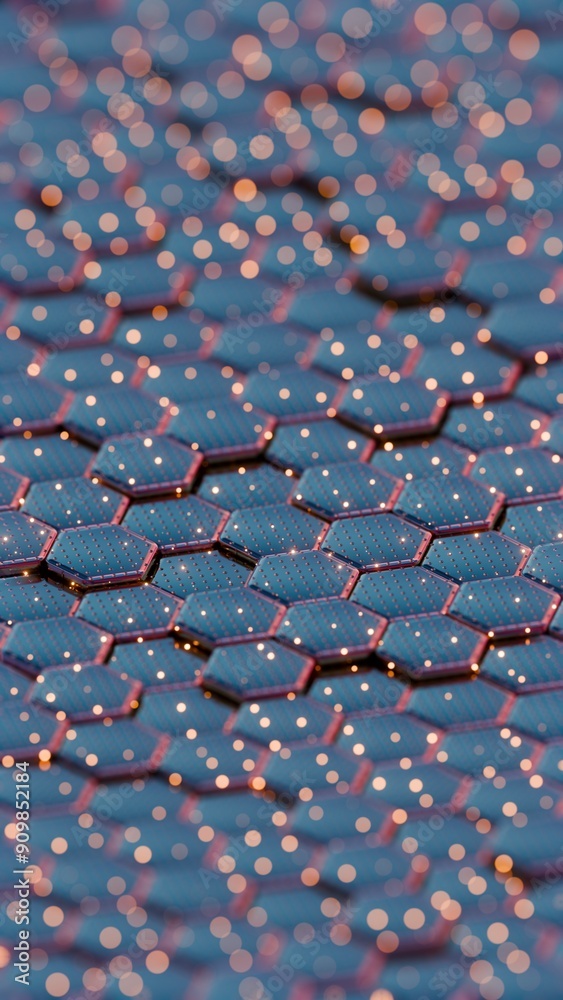 Aufkleber Abstract Hexagonal Grid with Colorful Light Reflections