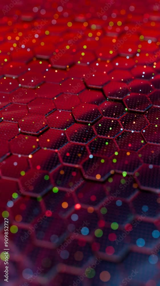 Poster Abstract Hexagonal Grid with Colorful Light Reflections