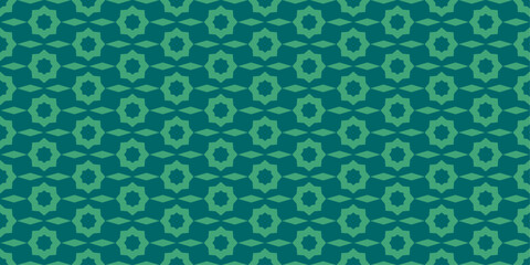 Elegant Emerald Geometric Seamless Pattern. Classic Teal Islamic Tile Pattern