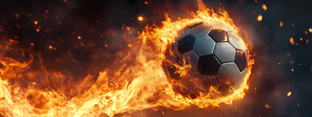 Fototapeta premium Flaming Soccer Ball