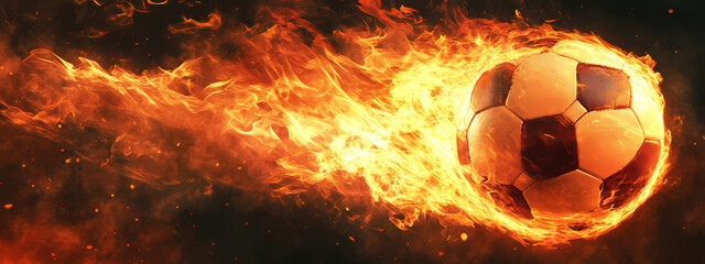 Fototapeta premium Flaming Soccer Ball